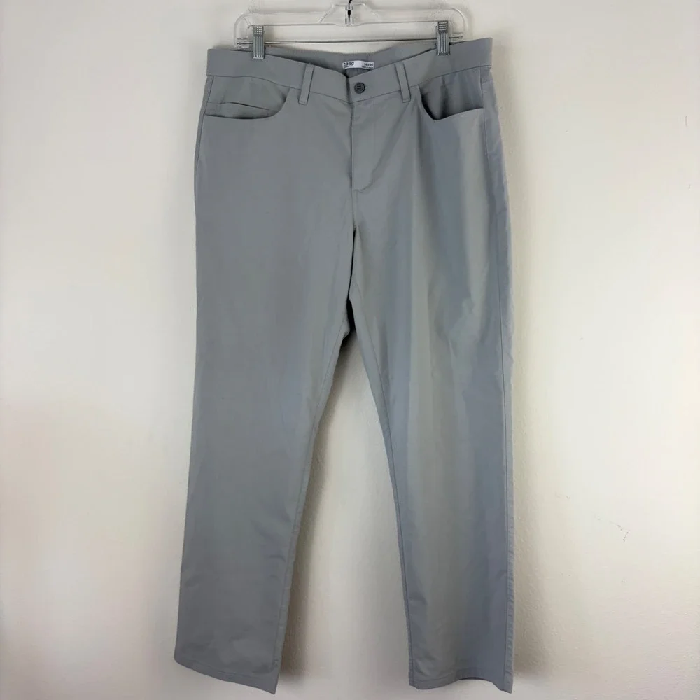 Tasc Performance Mens Gray Bamboo Blend Straight Fit Pants 36x30 Golf Athleisure